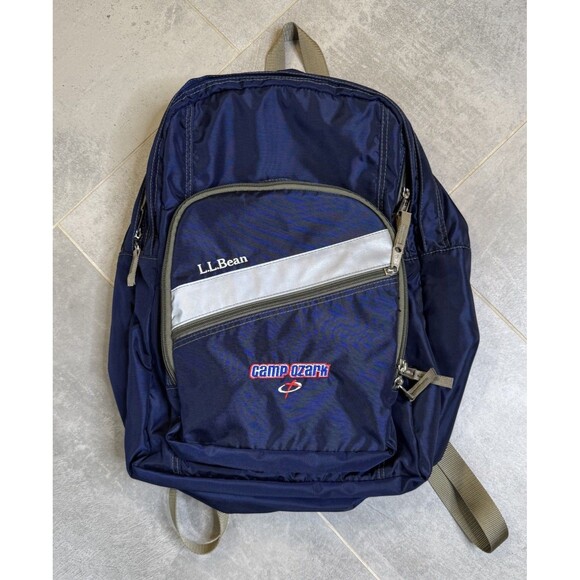 L.L. Bean Deluxe Book Pack Backpack Navy 37L 103372 Camp Ozark Logo - Picture 1 of 14